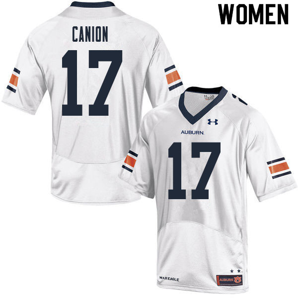 Auburn Tigers Women's Elijah Canion #17 White Under Armour Stitched College 2020 NCAA Authentic Football Jersey EON2874AO